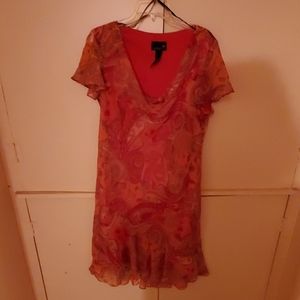 Party dress by Scalett orange shirt sleeve size 18